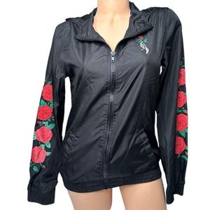 Womens Zumiez Empyre Wind Breaker Rose Gothic Black Size M Jacket Skelton Hand